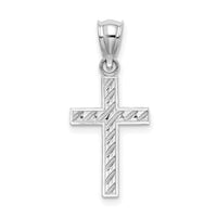 14K White Gold Beaded and Polished Cross Charm-K8548W