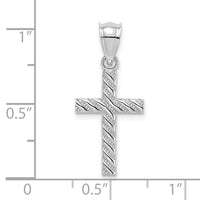 14K White Gold Beaded and Polished Cross Charm-K8548W
