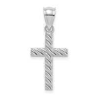 14K White Gold Beaded and Polished Cross Charm-K8548W