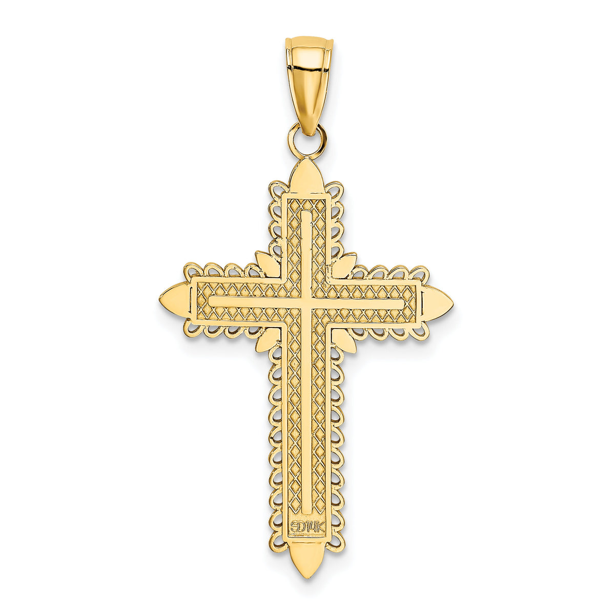 14K w/ Lace Border Cross Charm-K8550