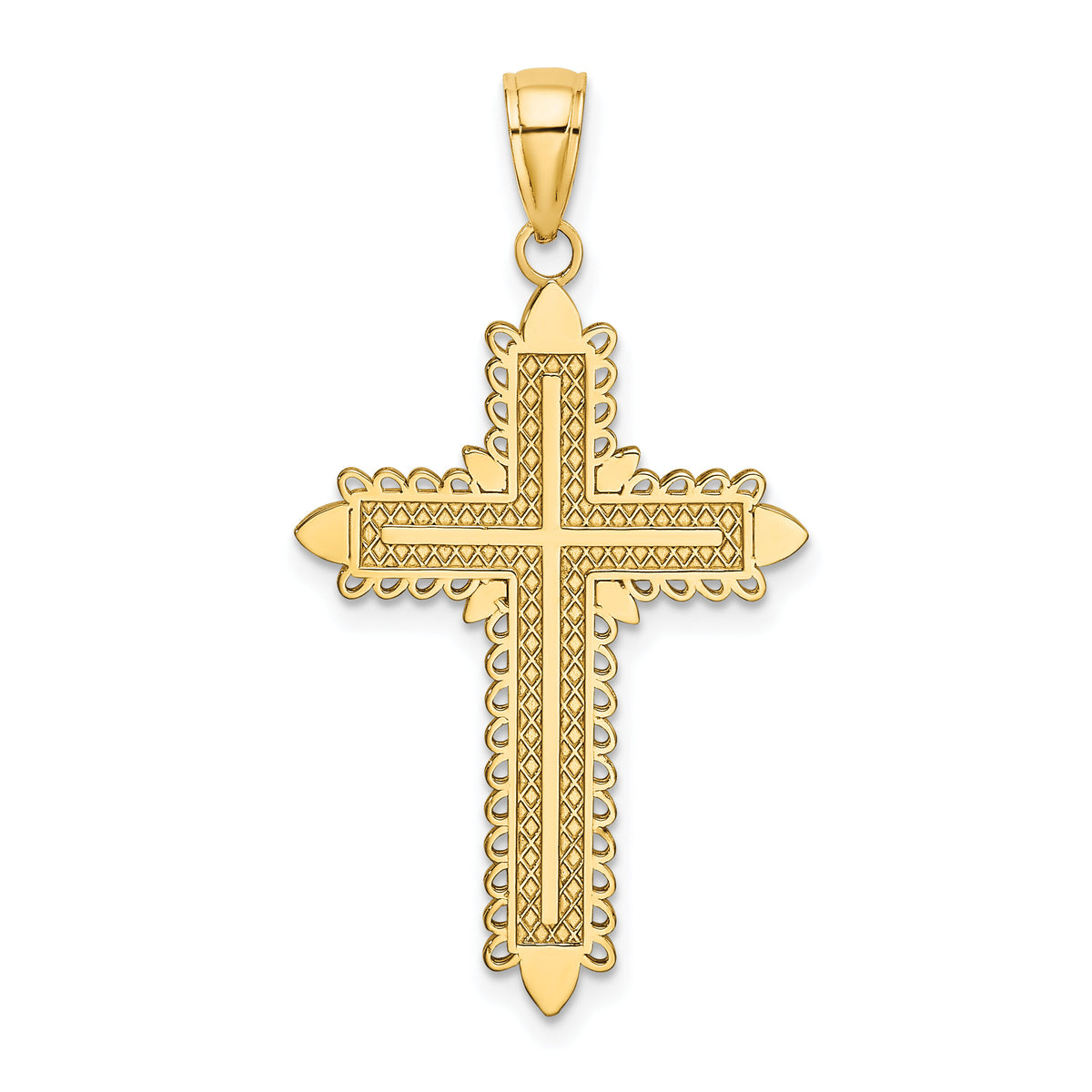 14K w/ Lace Border Cross Charm-K8550