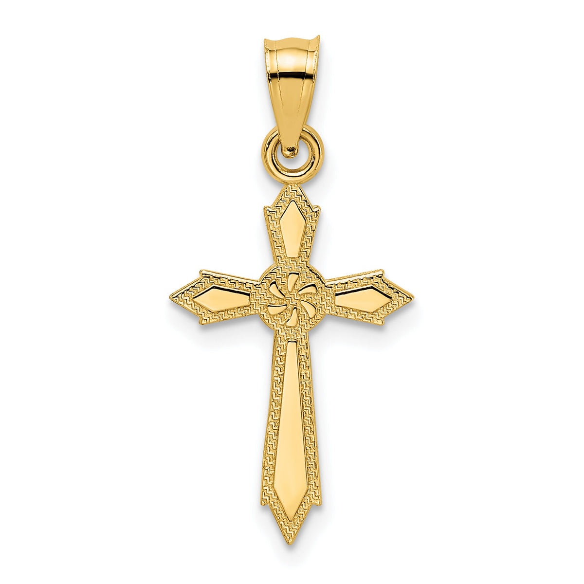 14K w/ Engraved Edges Cross Charm-K8553