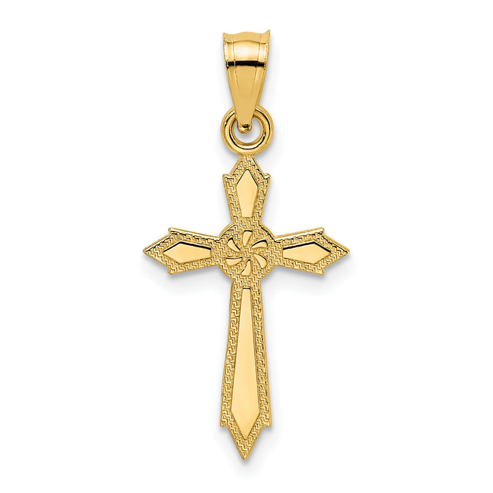 14K w/ Engraved Edges Cross Charm-K8553