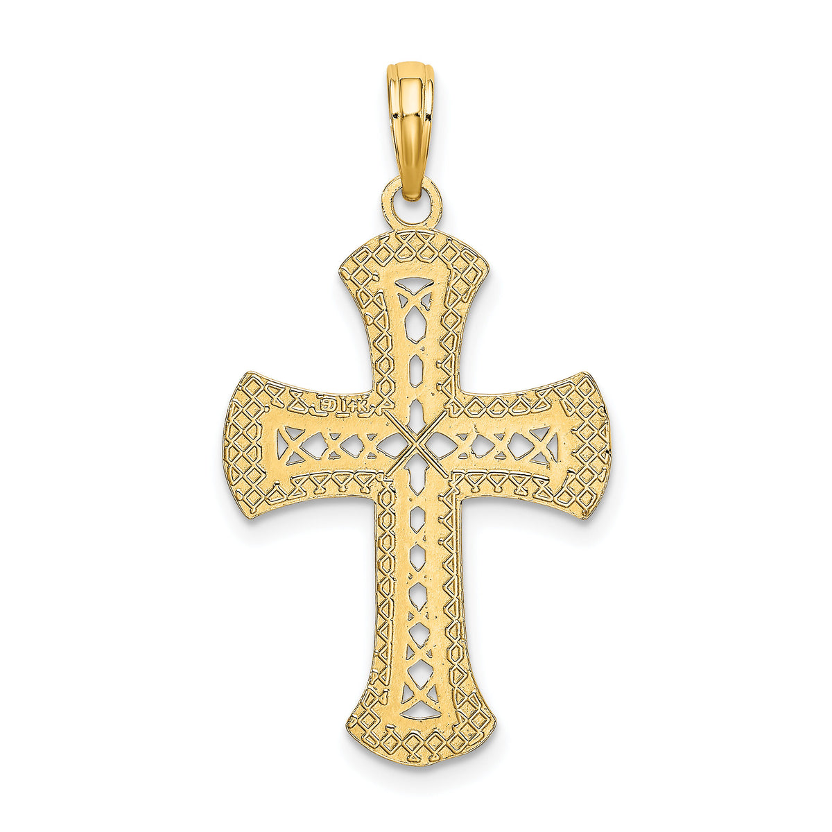 14K Textured and Cut-Out Cross Charm-K8554