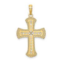 14K Textured and Cut-Out Cross Charm-K8554