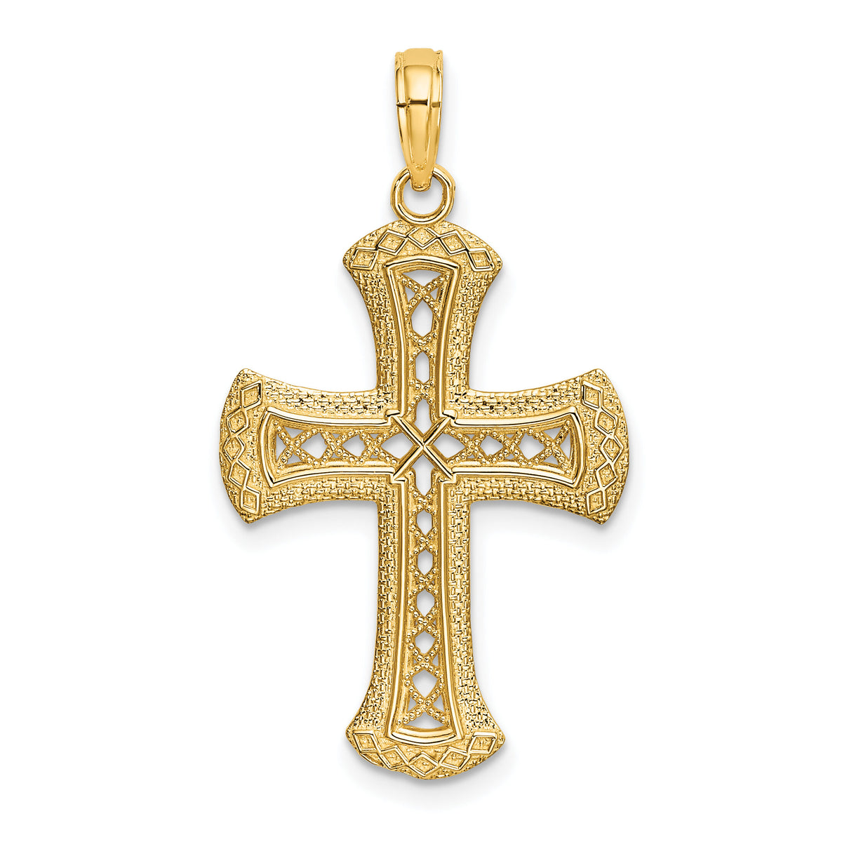14K Textured and Cut-Out Cross Charm-K8554