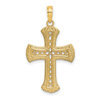 14K Textured and Cut-Out Cross Charm-K8554