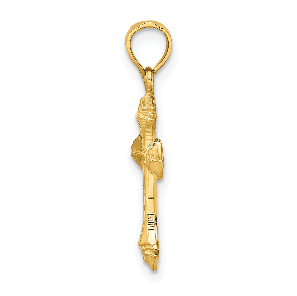14K Textured w/ Arrow Ends Cross Charm-K8555