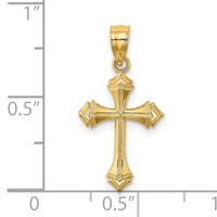 14K Textured w/ Arrow Ends Cross Charm-K8555