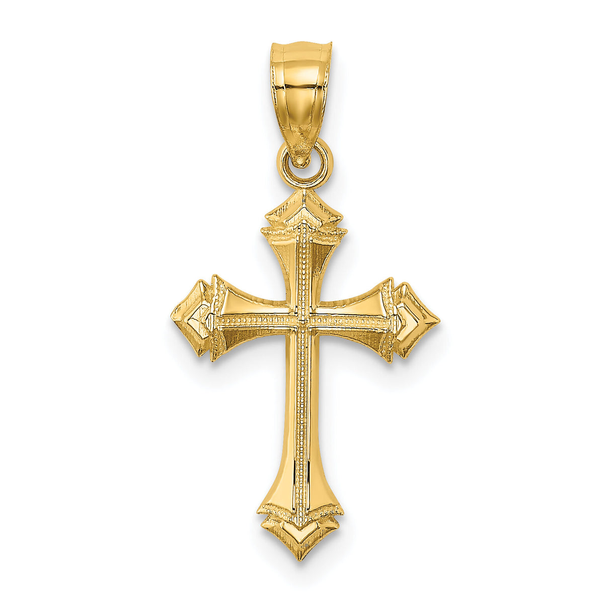 14K Textured w/ Arrow Ends Cross Charm-K8555
