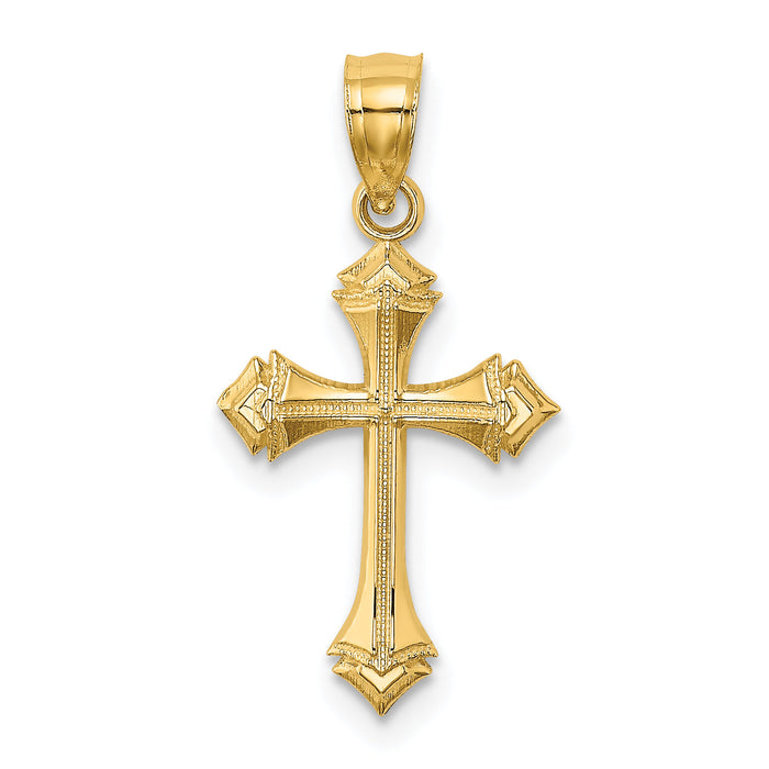 14K Textured w/ Arrow Ends Cross Charm-K8555