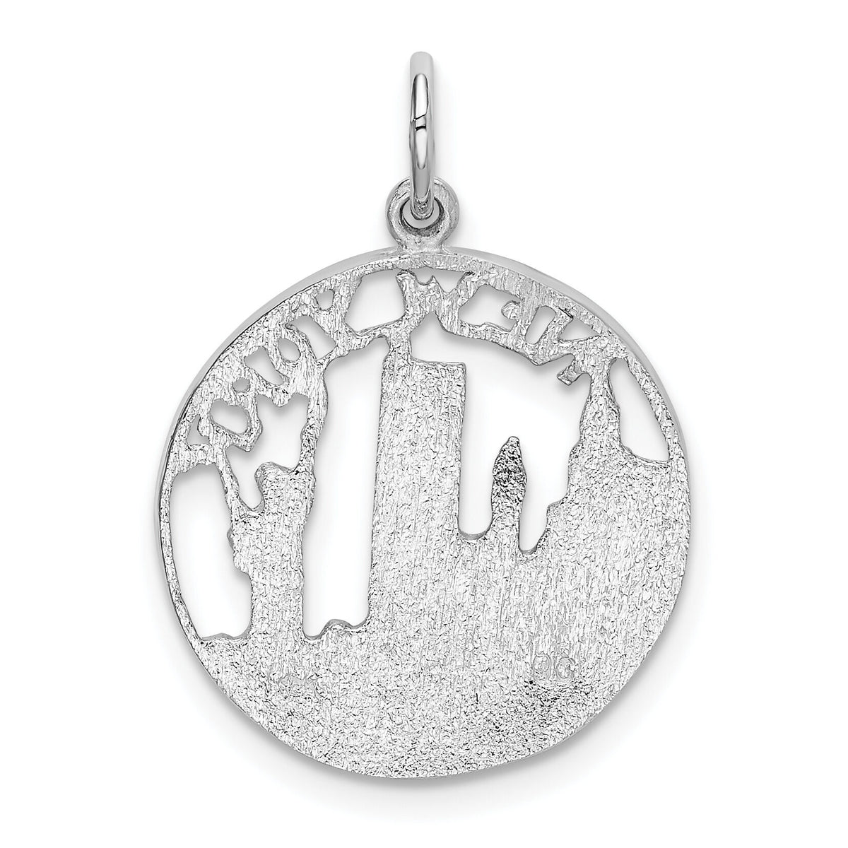 14k White Gold Solid Polished NEW YORK Skyline Charm-K856