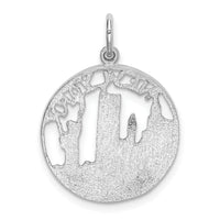 14k White Gold Solid Polished NEW YORK Skyline Charm-K856