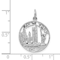 14k White Gold Solid Polished NEW YORK Skyline Charm-K856