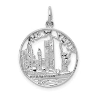 14k White Gold Solid Polished NEW YORK Skyline Charm-K856