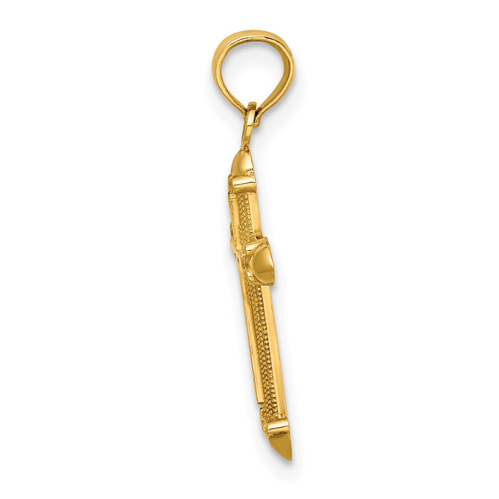 14K Polished w/ Scroll Design Cross Charm-K8560