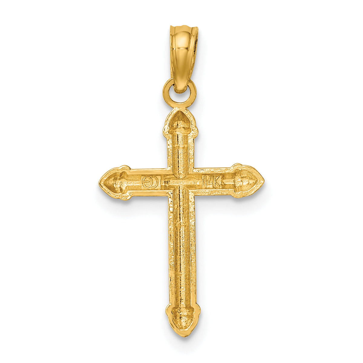 14K Polished w/ Scroll Design Cross Charm-K8560