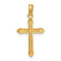 14K Polished w/ Scroll Design Cross Charm-K8560