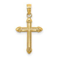14K Polished w/ Scroll Design Cross Charm-K8560
