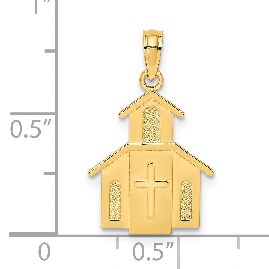 14K Church w/ Cross On Door Charm-K8561