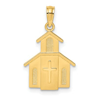 14K Church w/ Cross On Door Charm-K8561