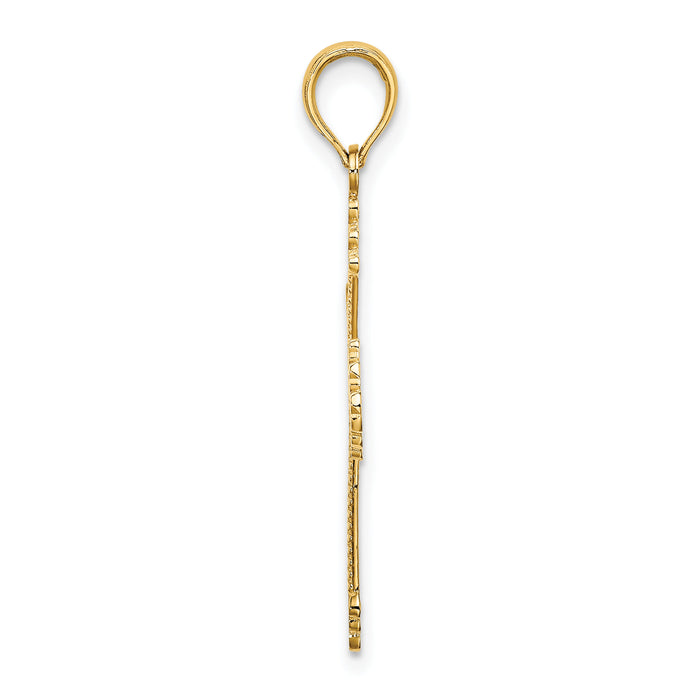 14K Cross w/ Heart Center Charm-K8562