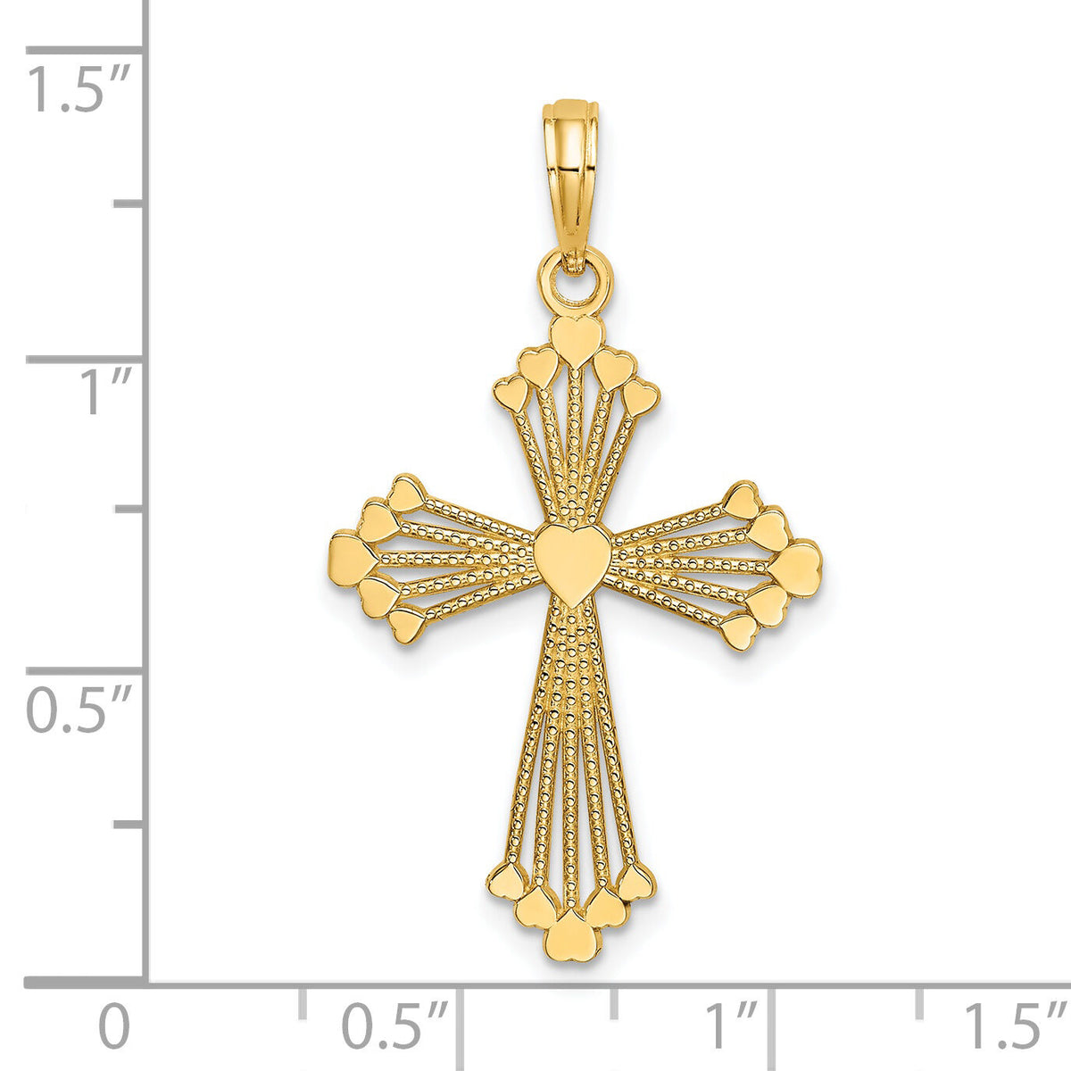 14K Cross w/ Heart Center Charm-K8562