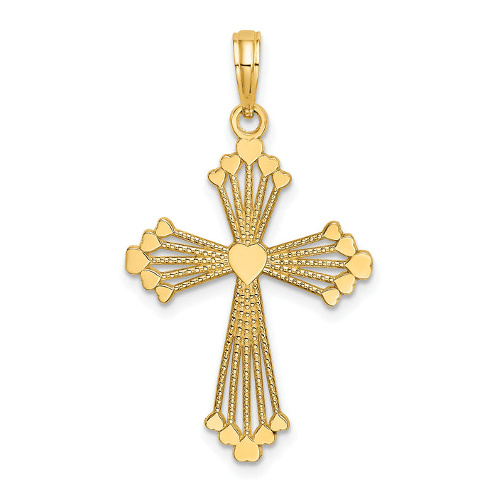 14K Cross w/ Heart Center Charm-K8562
