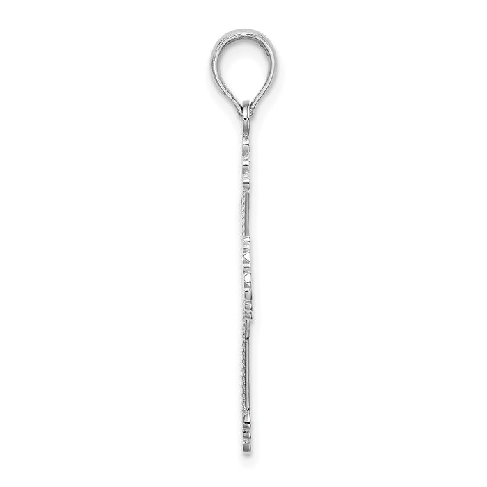 14K White Gold Cross w/ Heart Center Charm-K8562W