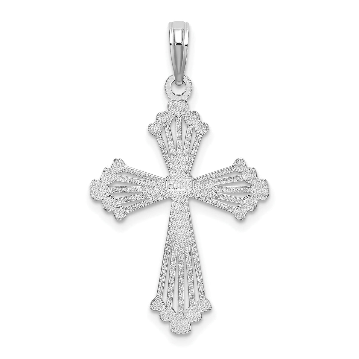 14K White Gold Cross w/ Heart Center Charm-K8562W