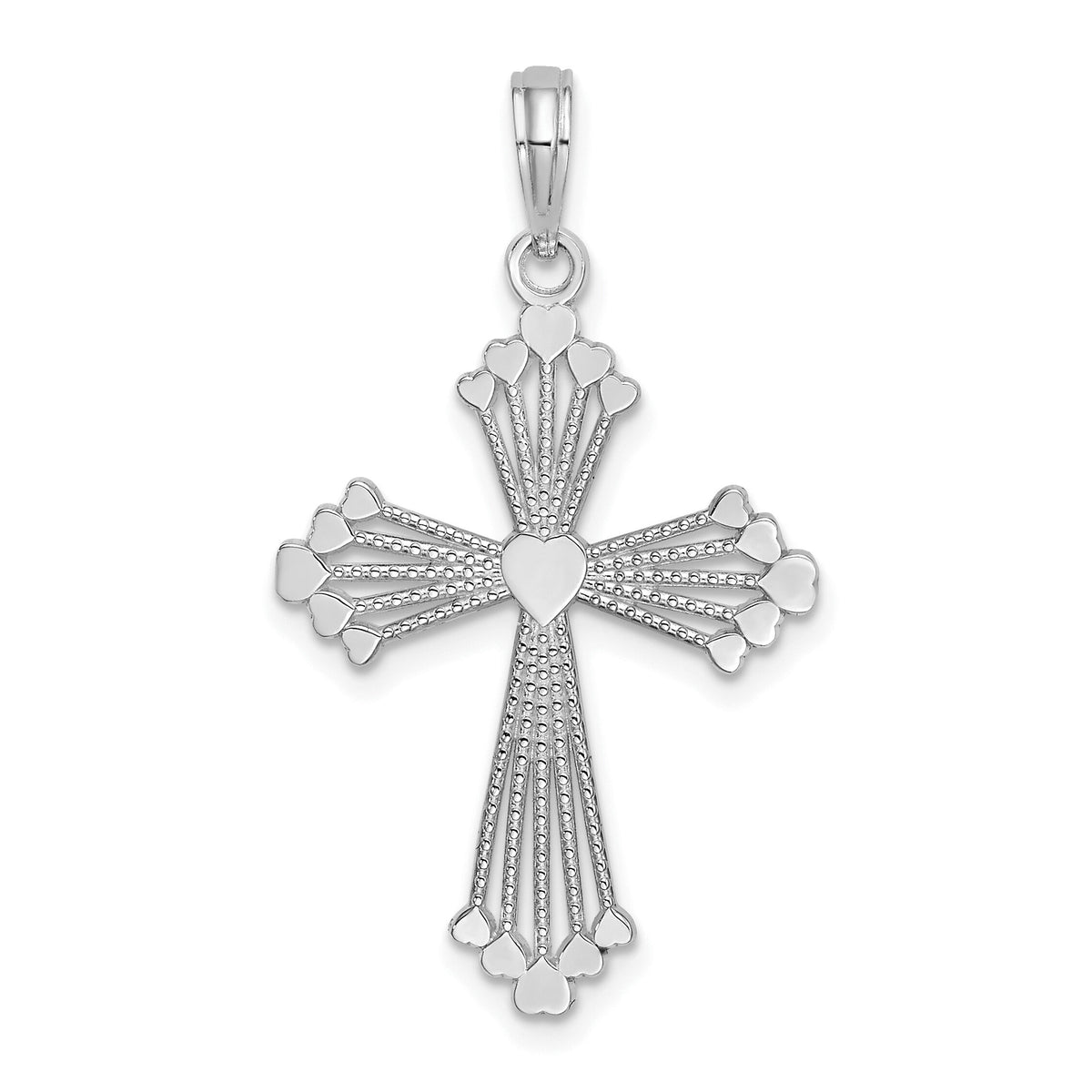 14K White Gold Cross w/ Heart Center Charm-K8562W