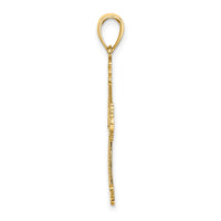 14K D/C and Cut-Out Stripes W/ Heart In Center Cross Charm-K8563