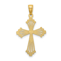 14K D/C and Cut-Out Stripes W/ Heart In Center Cross Charm-K8563