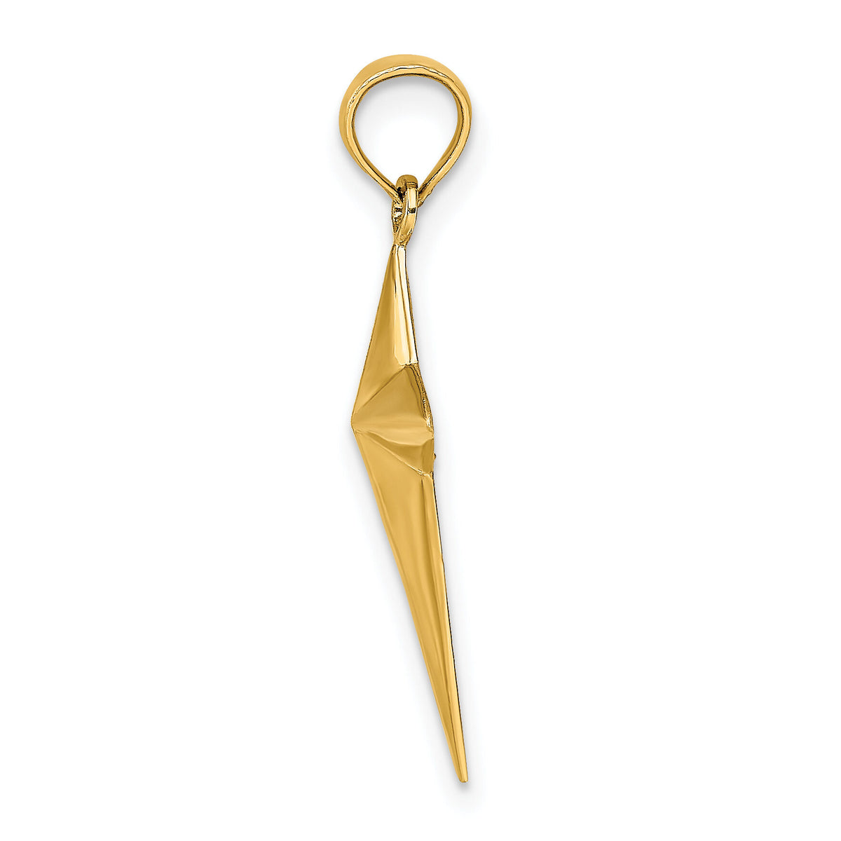 14K 2-D Polished Triangle Tipped Cross Charm-K8564