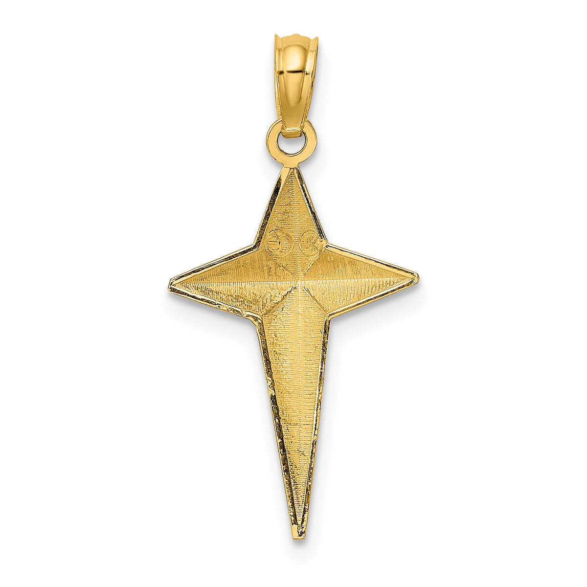14K 2-D Polished Triangle Tipped Cross Charm-K8564