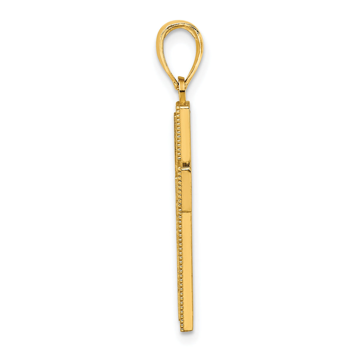 14K Block Cross Charm-K8566