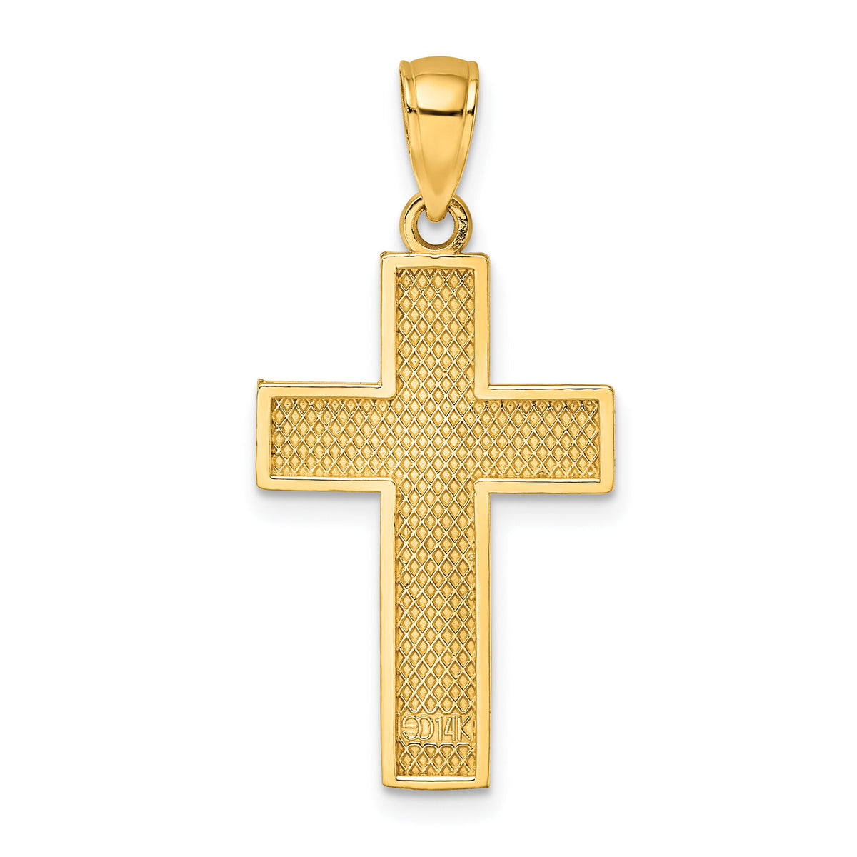 14K Block Cross Charm-K8566