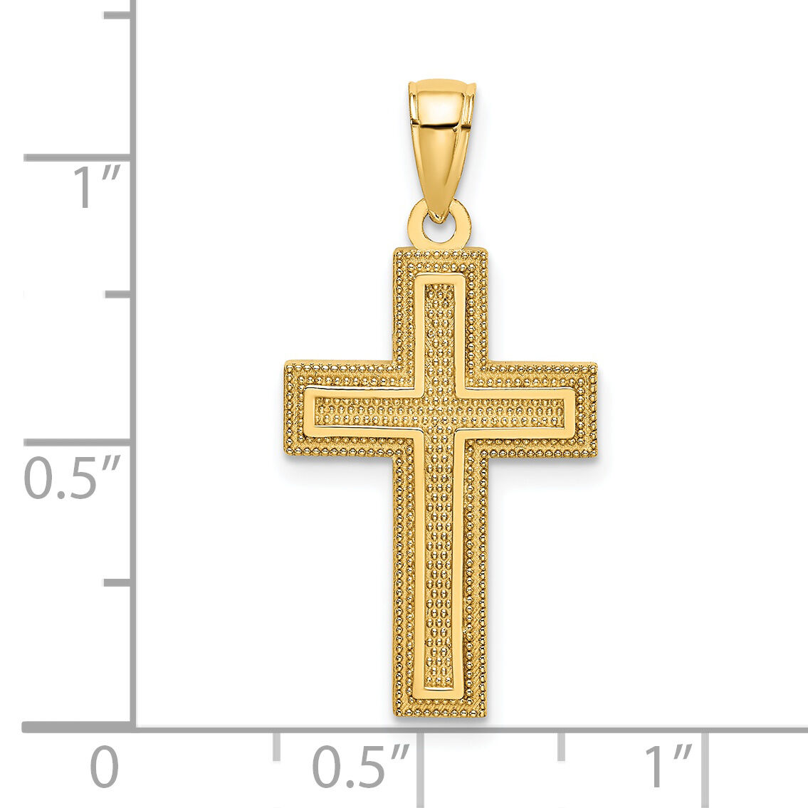 14K Block Cross Charm-K8566