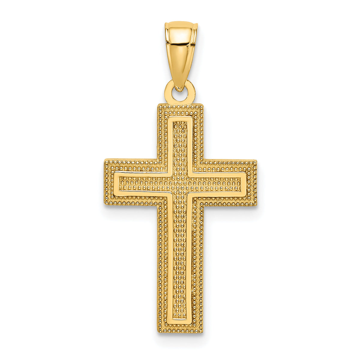 14K Block Cross Charm-K8566
