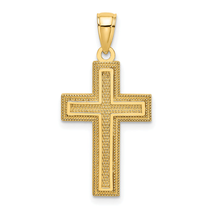 14K Block Cross Charm-K8566