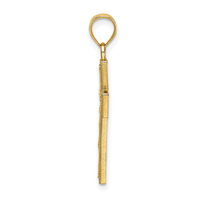 14K Block Cross Charm-K8567