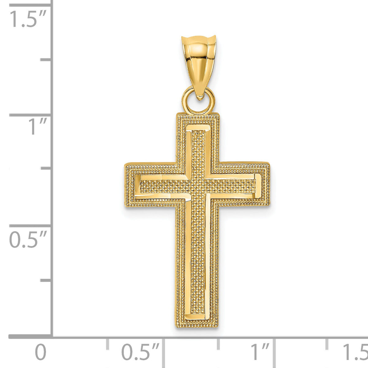 14K Block Cross Charm-K8567