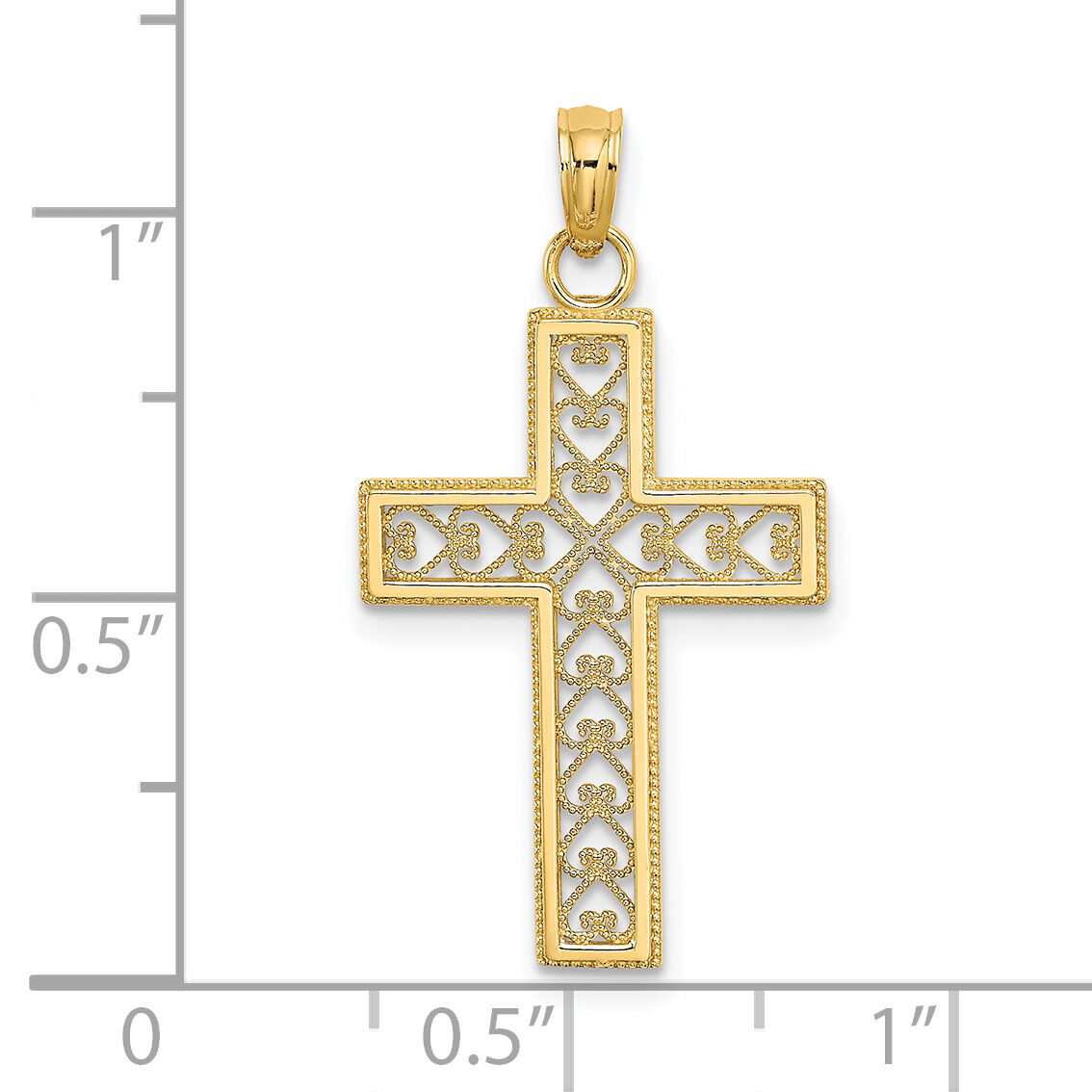 14K Filigree Beaded Outline Cross Charm-K8568