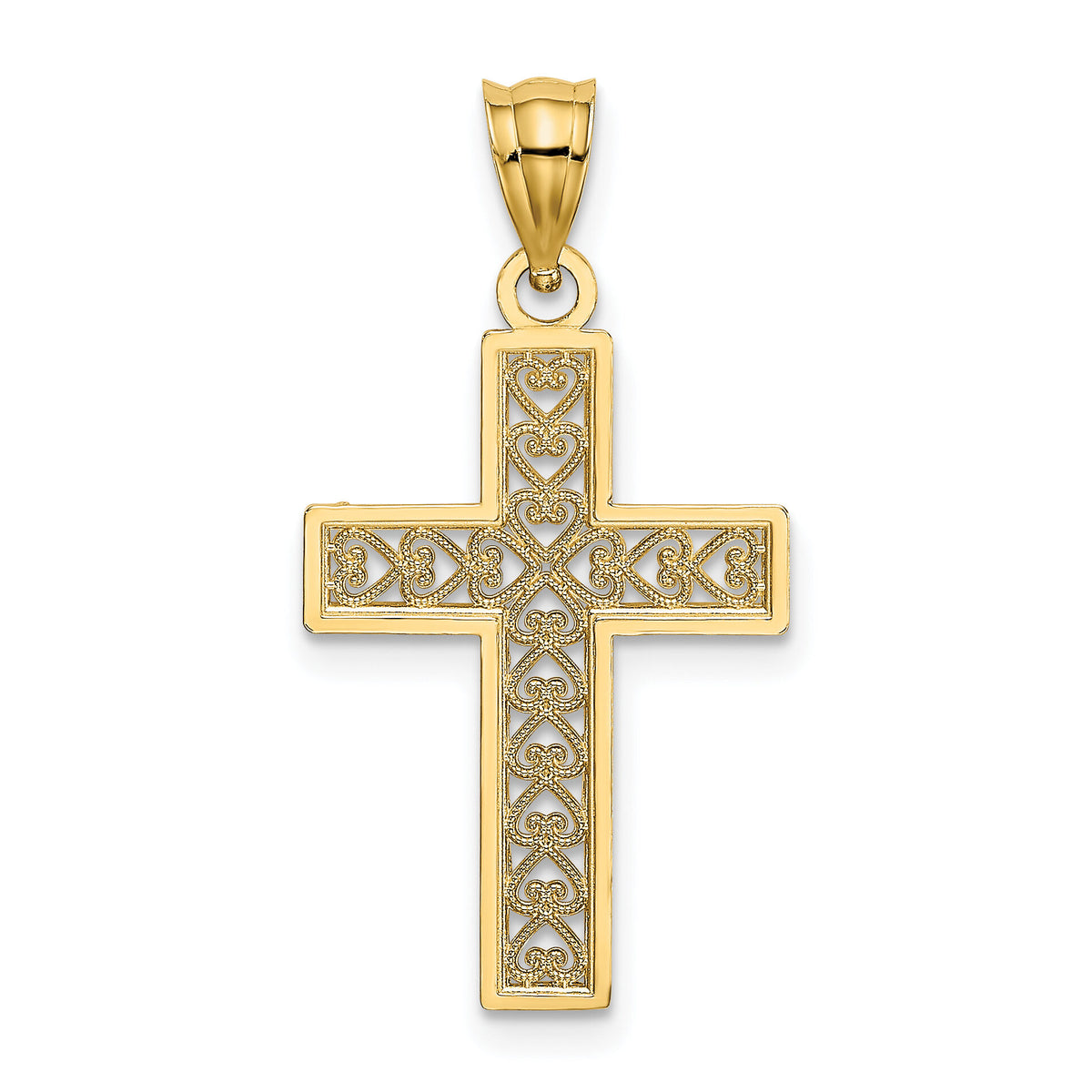 14K D/C Edge and Filigree Center Cross Charm-K8569