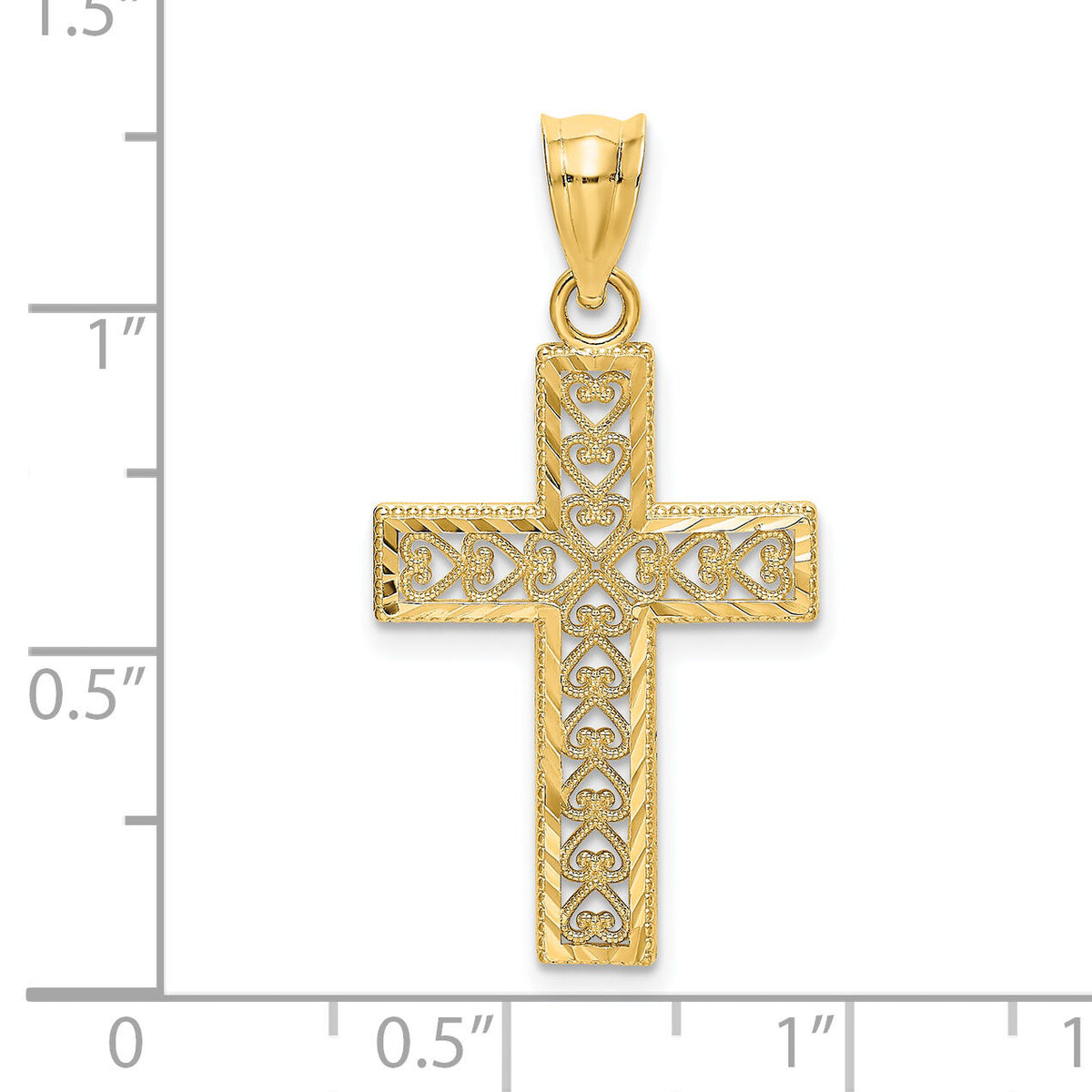 14K D/C Edge and Filigree Center Cross Charm-K8569