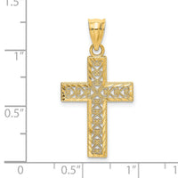 14K D/C Edge and Filigree Center Cross Charm-K8569