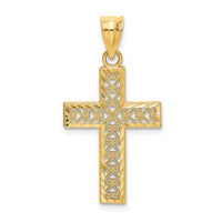 14K D/C Edge and Filigree Center Cross Charm-K8569