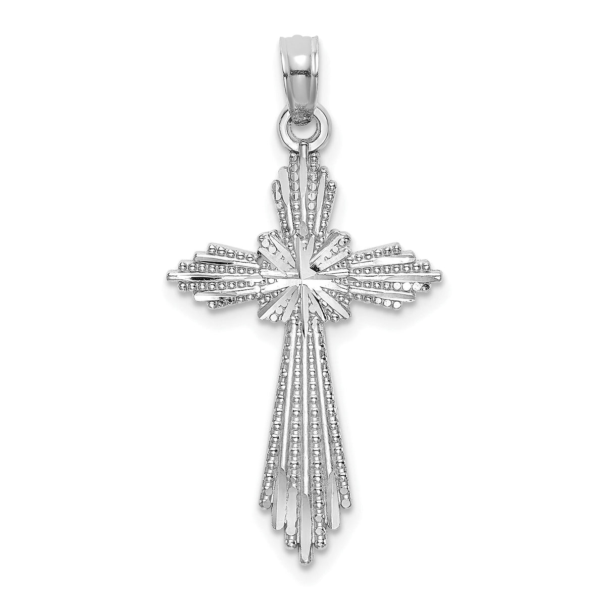 14K White Gold Fancy D/C Cross Charm-K8571W