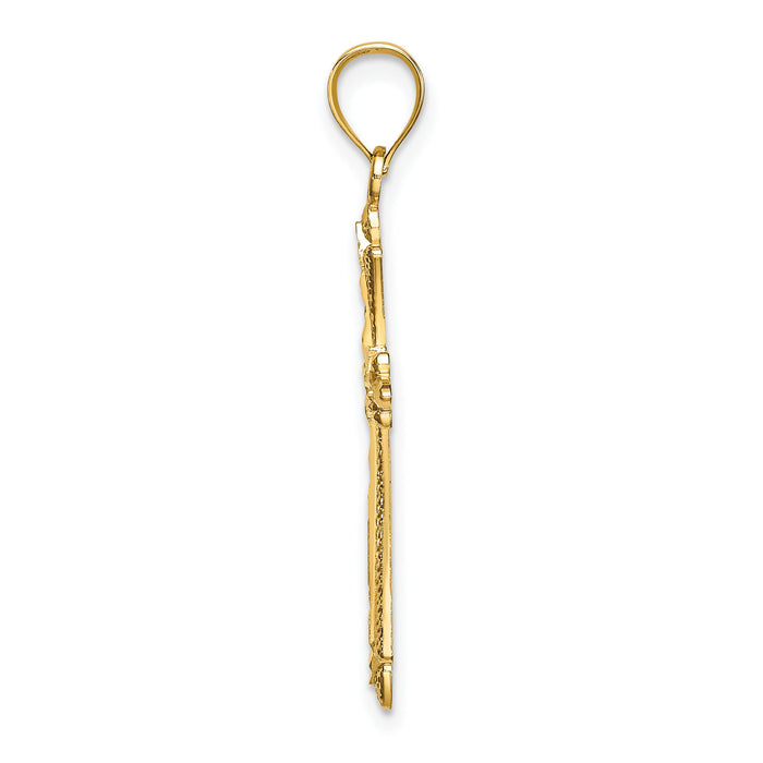 14K D/C Cross w/ Fancy Edges Charm-K8572