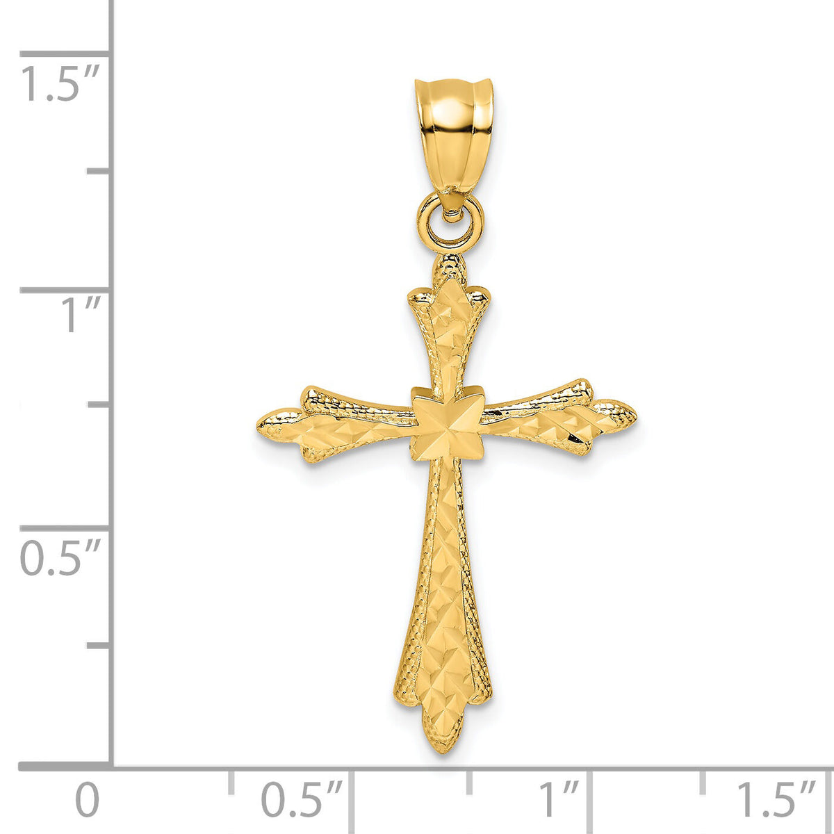 14K D/C Cross w/ Fancy Edges Charm-K8572